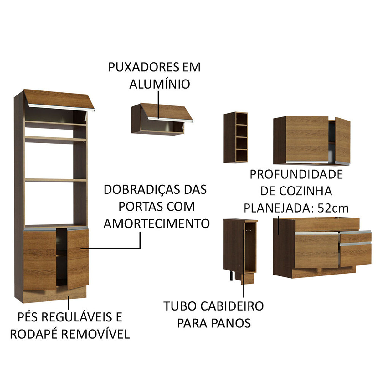 Cocina Integral Jade Marron 270x225cm con Mesón y sin Pozuelo - COCINAS | Bylmo