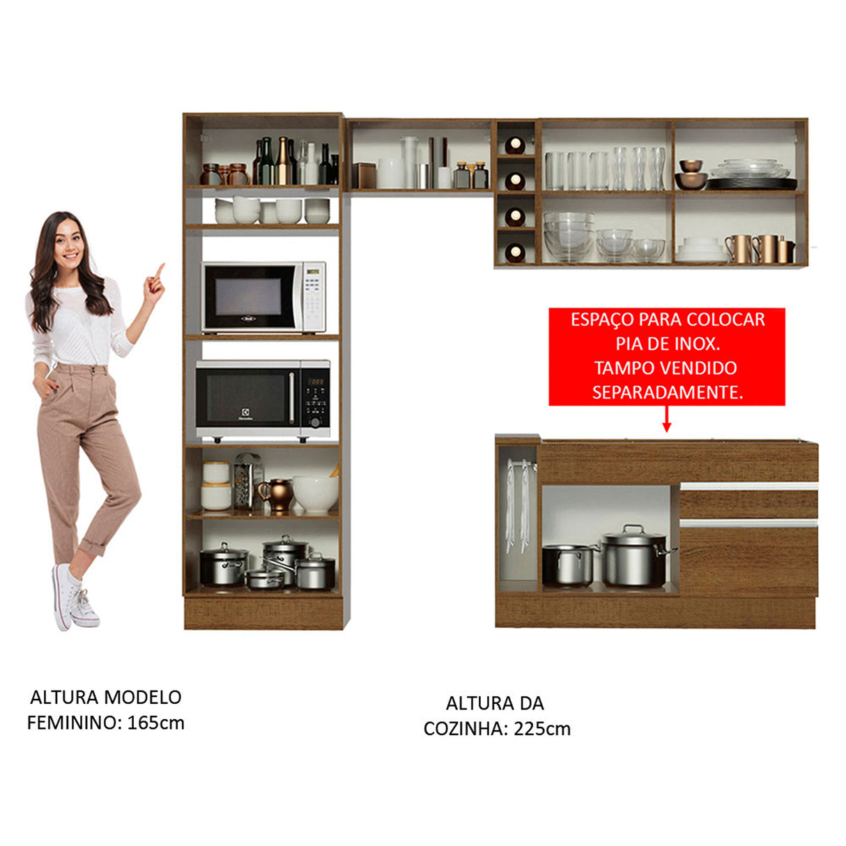 Cocina Integral Jade Marron 270x225cm con Mesón y sin Pozuelo - COCINAS | Bylmo