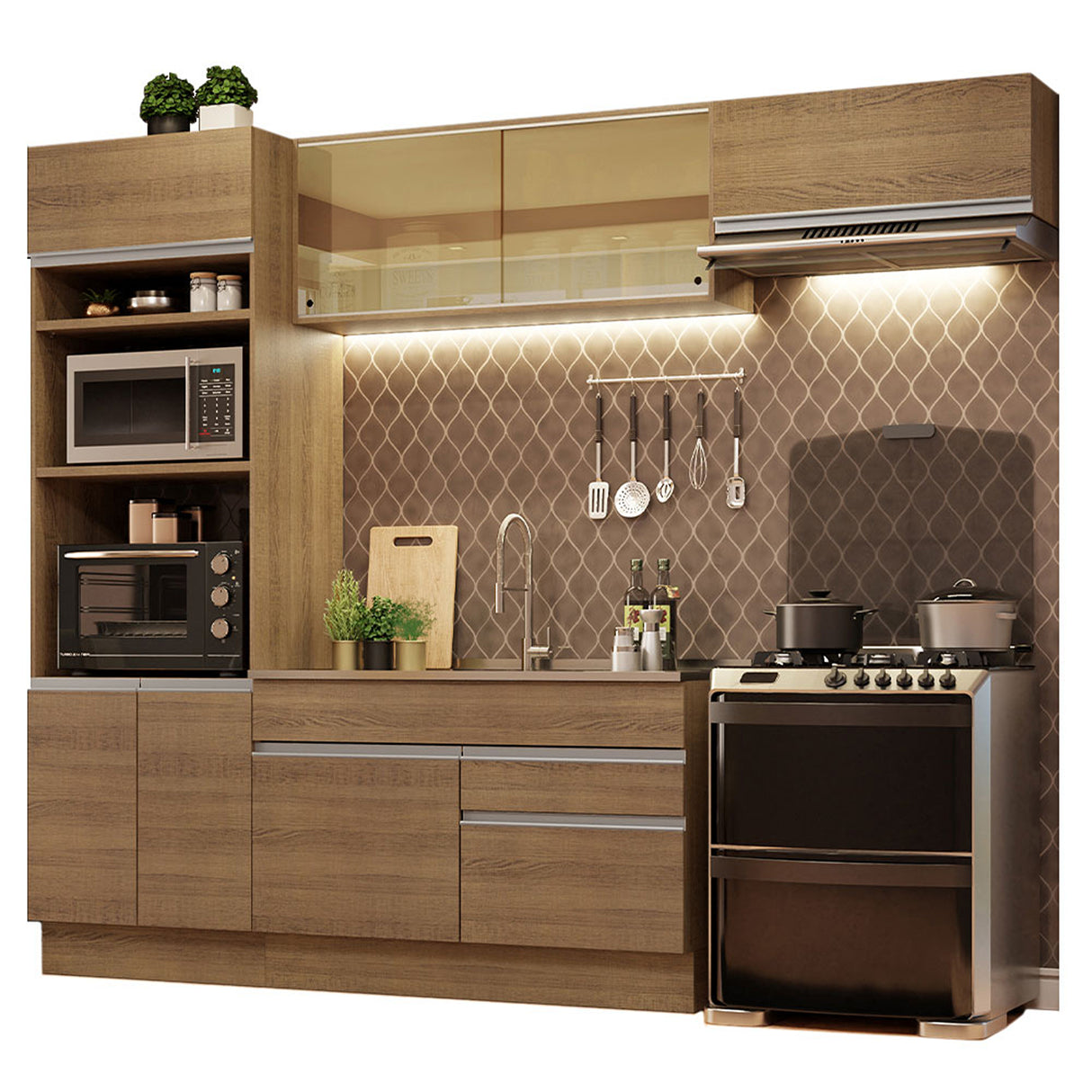 Cocina Integral Glamy Moderna 270x225x52cm Blanco MDP - COCINAS | Bylmo