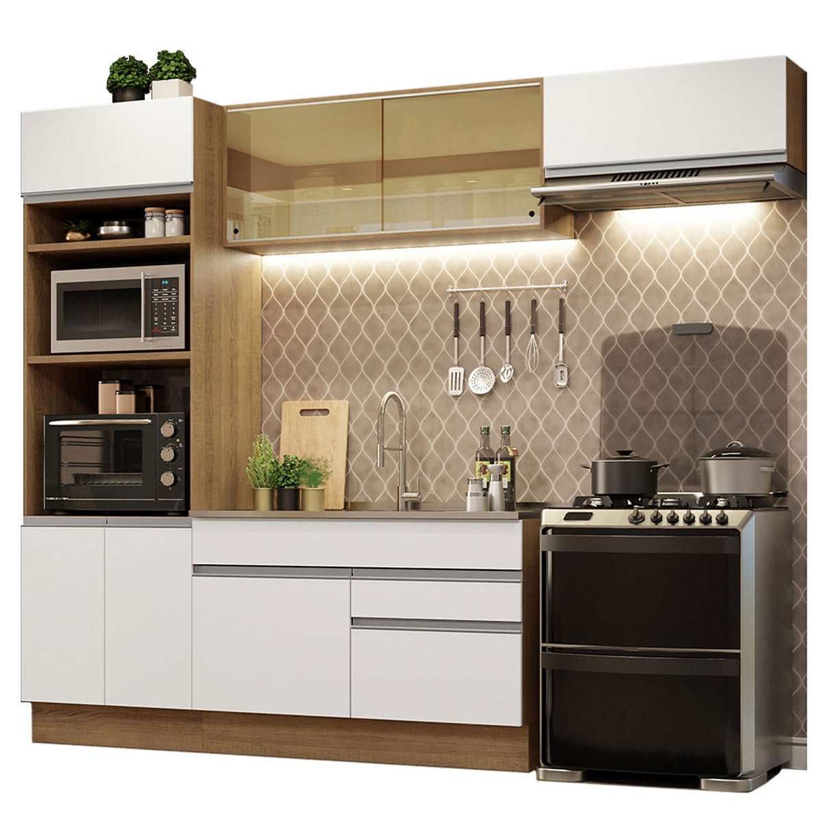 Cocina Integral Glamy 270x225 Blanco MDP Siete Capas - COCINAS | Bylmo