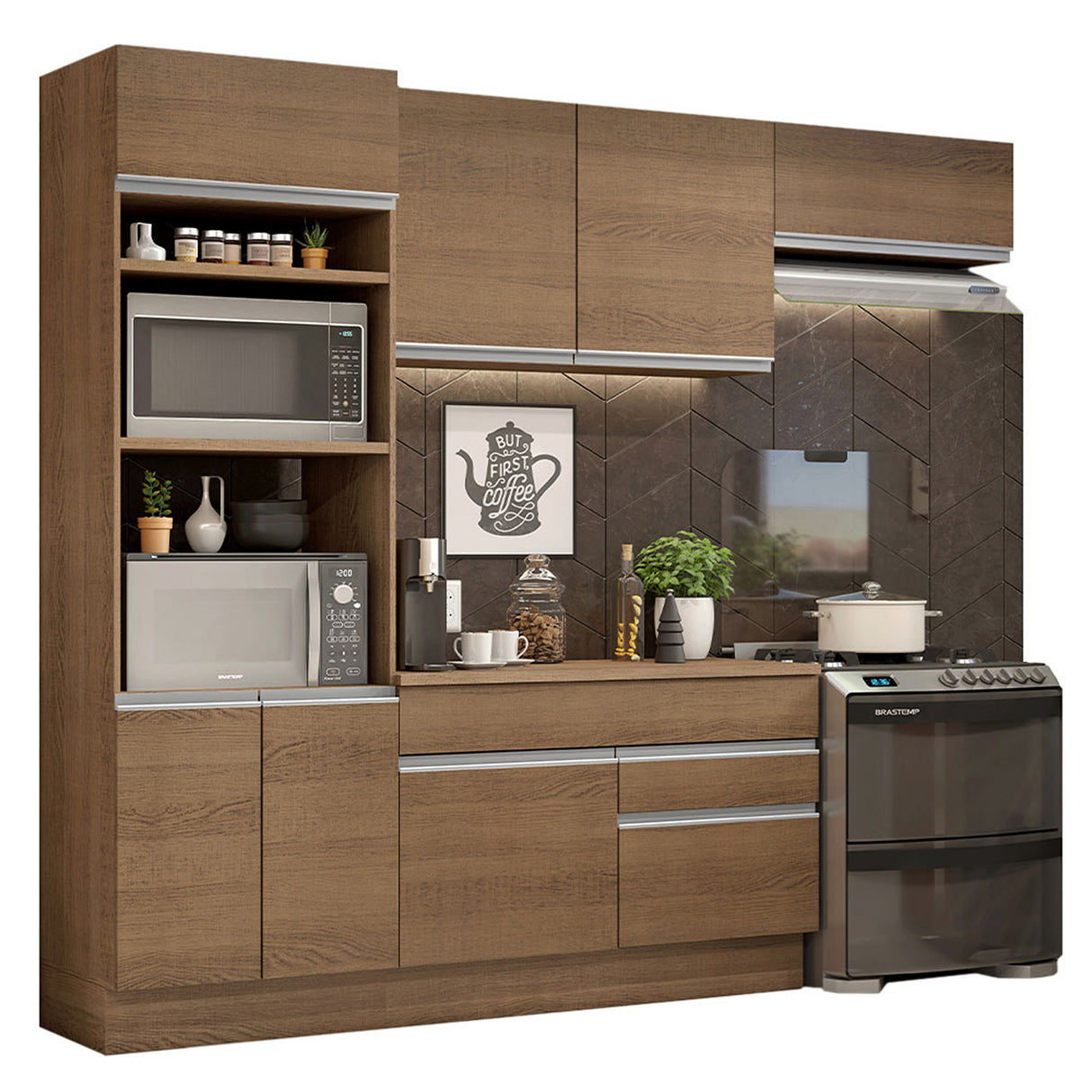 Cocina Integral Glamy 270x225 Marrón Moderna espaciosa y resistente. - COCINAS | Bylmo