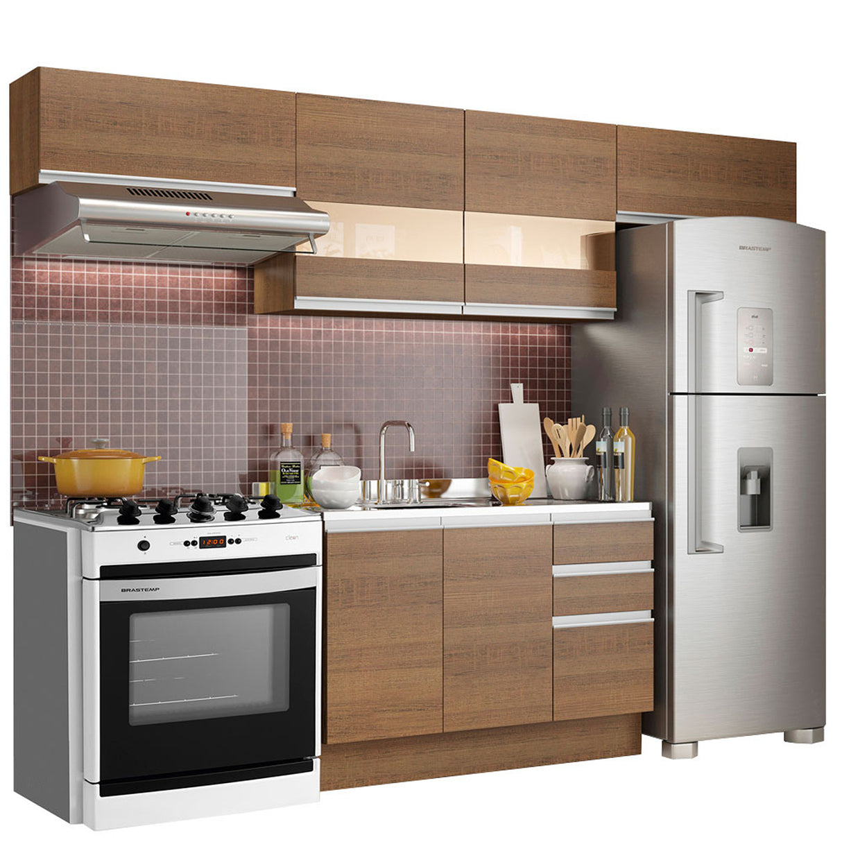 Cocina Integral Marina Marron 280x225cm sin Mesón y sin Pozuelo - COCINAS | Bylmo