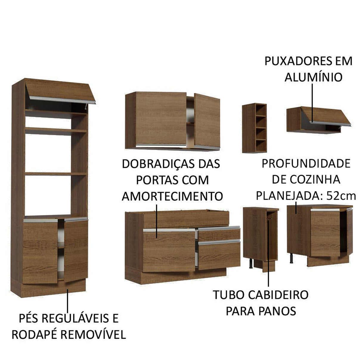 Cocina Integral Vicenza Glamy Marron 290x225cm con Mesón y sin Pozuelo - COCINAS | Bylmo