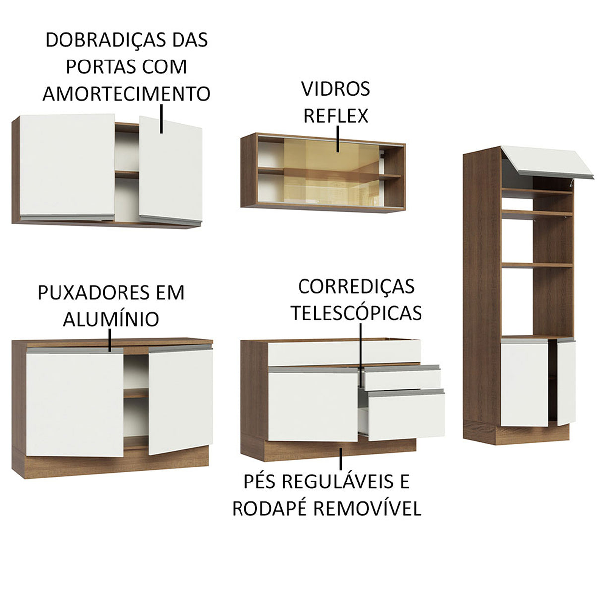 Cocina Integral Glamy Marron y Blanco 310x225cm con Mesón y sin Pozuelo - COCINAS | Bylmo