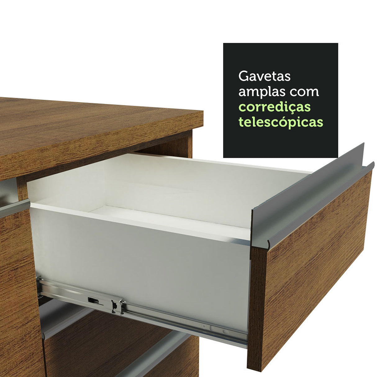 Cocina Integral Glamy Marron 350x225cm con Mesón y sin Pozuelo - COCINAS | Bylmo