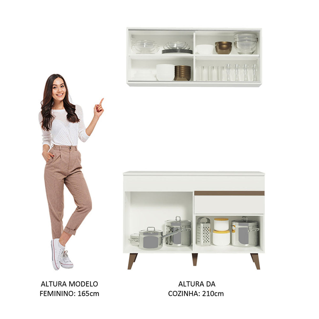 Cocina Integral Reims Blanco 120x210cm con Mesón y sin Pozuelo - COCINAS | Bylmo