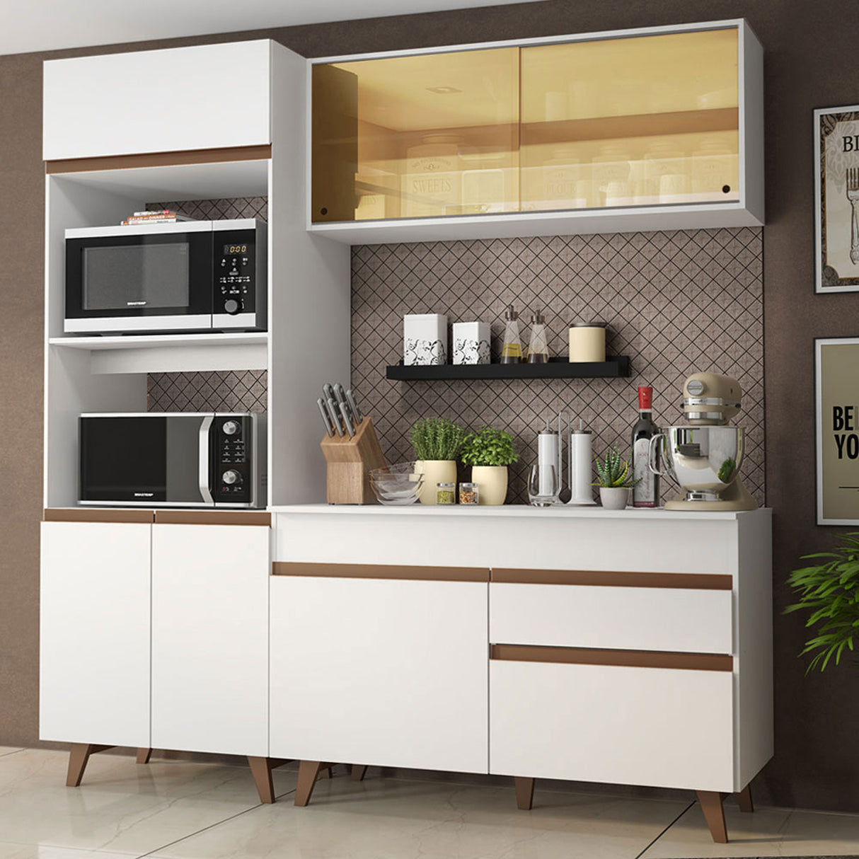 Cocina Integral Reims Blanco 190x210cm con Mesón y sin Pozuelo - COCINAS | Bylmo