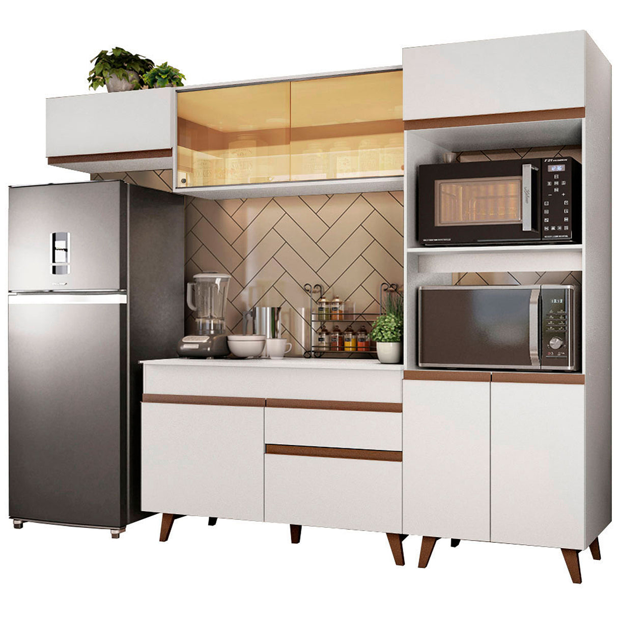 Cocina Integral Reims Blanco 260x210cm con Mesón y sin Pozuelo - COCINAS | Bylmo