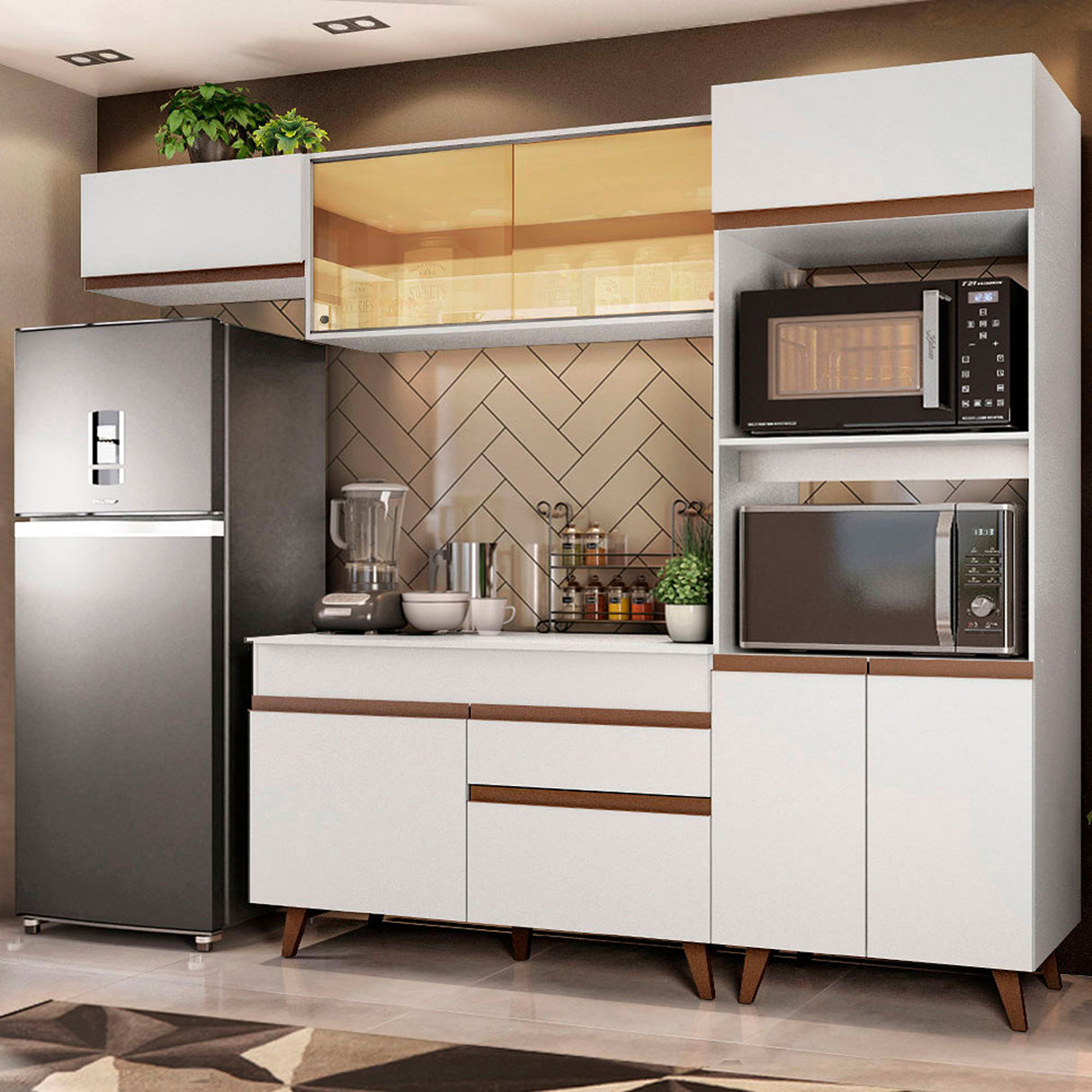 Cocina Integral Reims Blanco 260x210cm con Mesón y sin Pozuelo - COCINAS | Bylmo