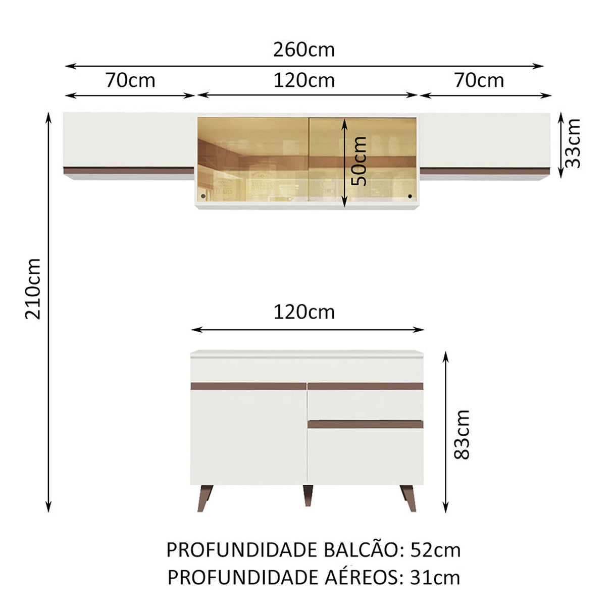 Cocina Integral Reims 260 Blanco Moderna. - COCINAS | Bylmo
