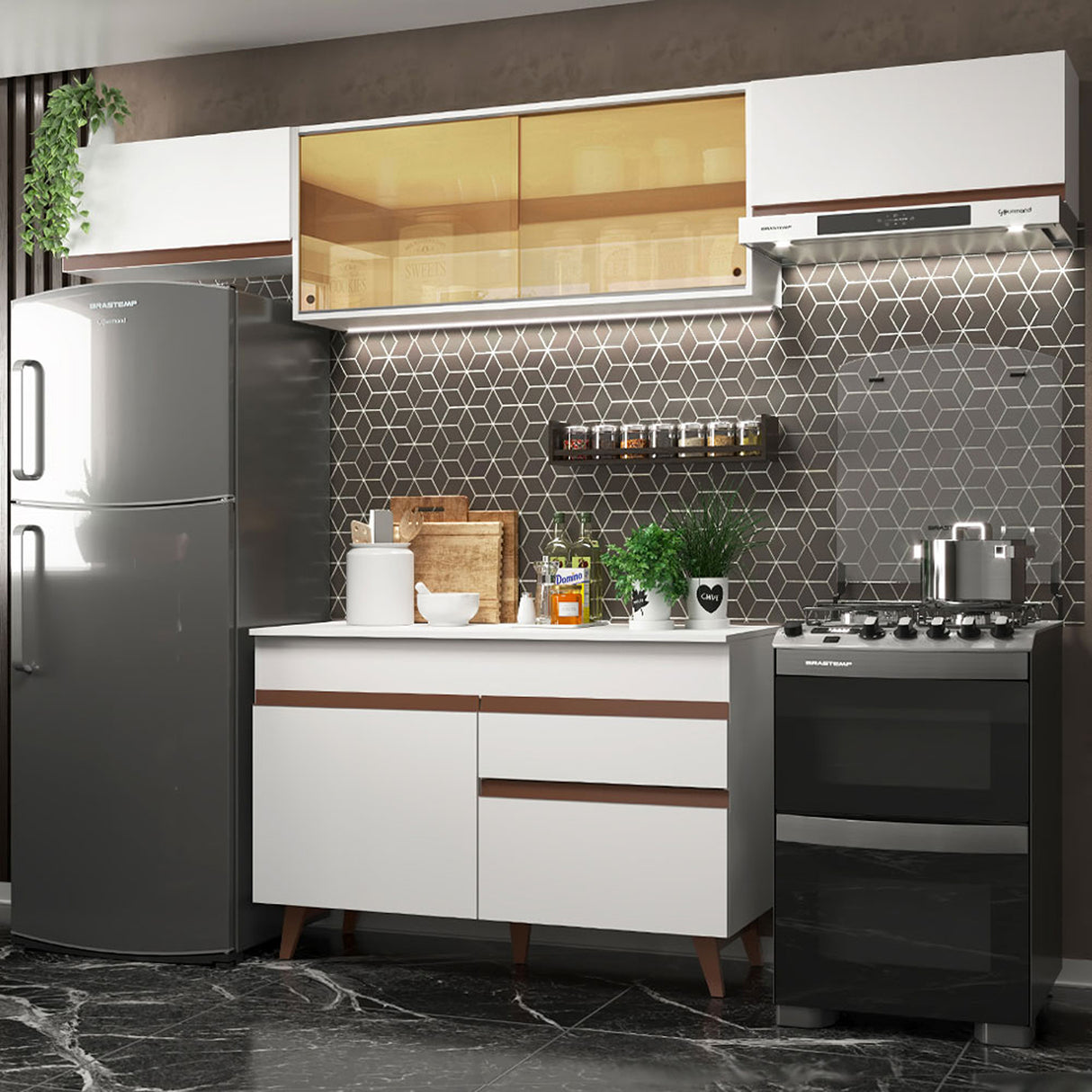 Cocina Integral Reims 260 Blanco Moderna. - COCINAS | Bylmo