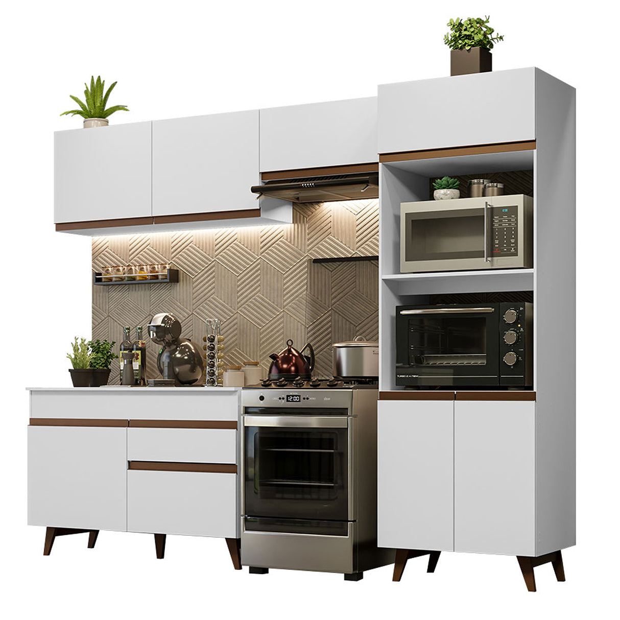 Cocina Integral Reims Blanco 260x210 cm Moderna Amplia y Resistente - COCINAS | Bylmo