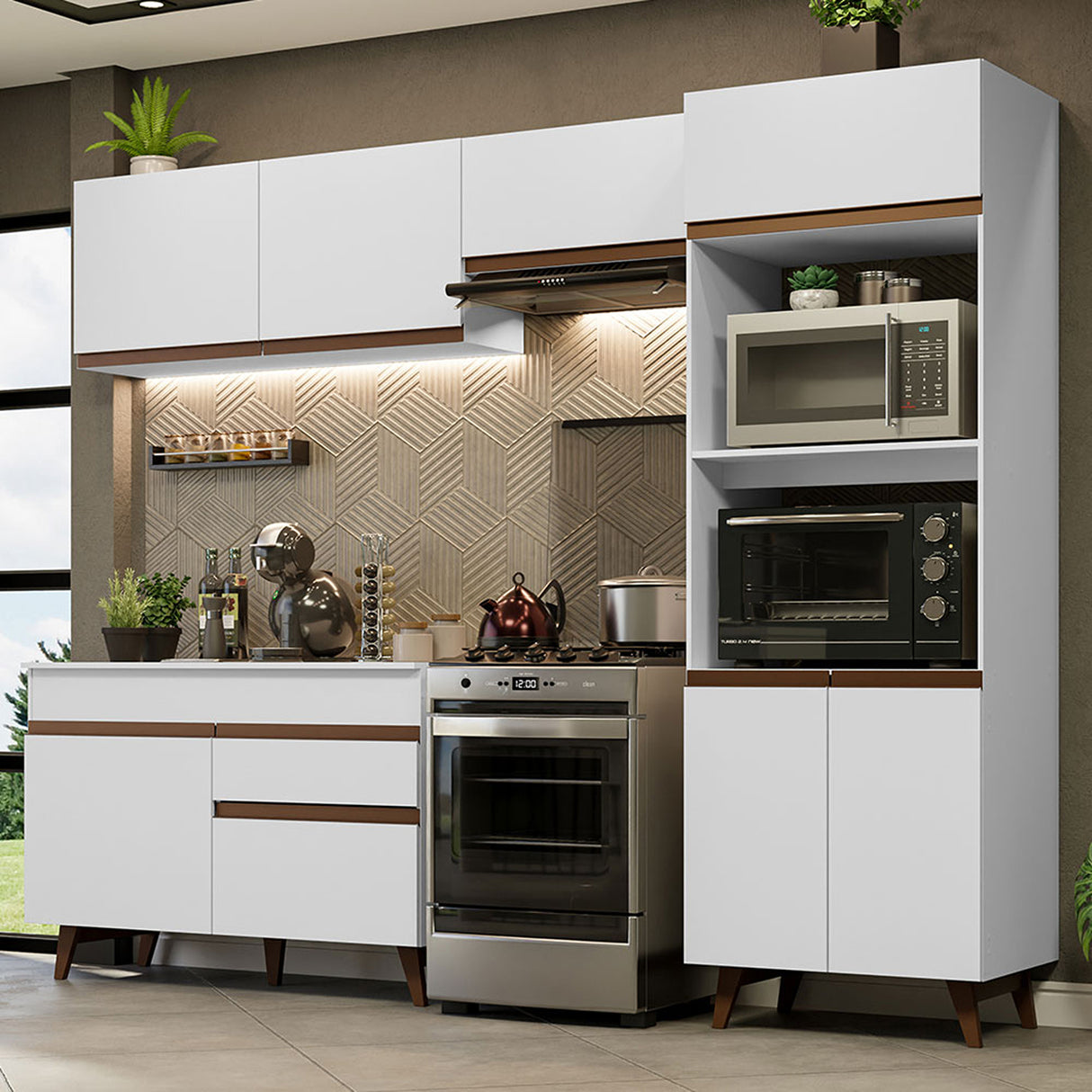 Cocina Integral Reims Blanco 260x210 cm Moderna Amplia y Resistente - COCINAS | Bylmo