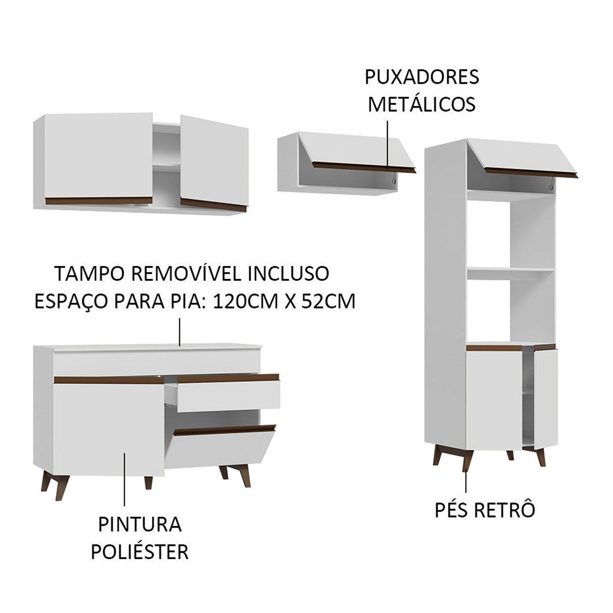 Cocina Integral Reims Blanco 260x210 cm Moderna Amplia y Resistente - COCINAS | Bylmo