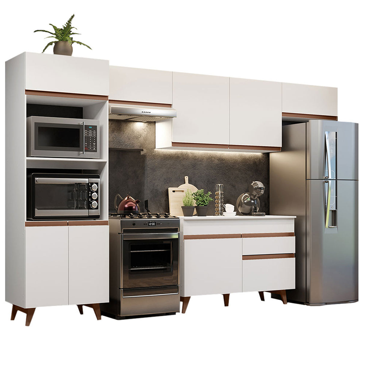 Cocina Integral Reims Blanco 330x210cm con Mesón y sin Pozuelo - COCINAS | Bylmo