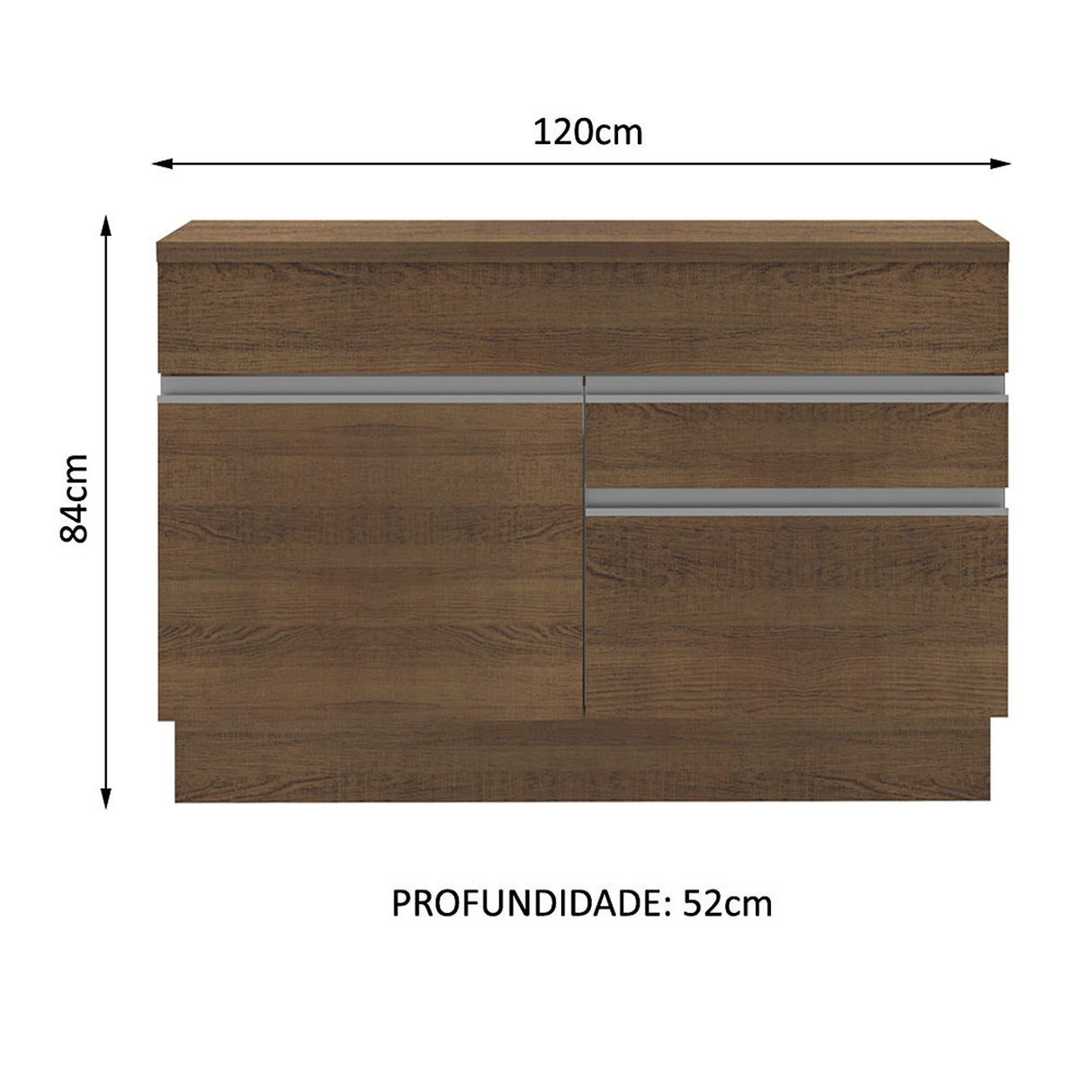 Mueble Inferior de Cocina Glamy Marron 120x84cm con Mesón de Madera y Dos Puertas y un Cajón - MUEBLES INFERIORES DE COCINA | Bylmo