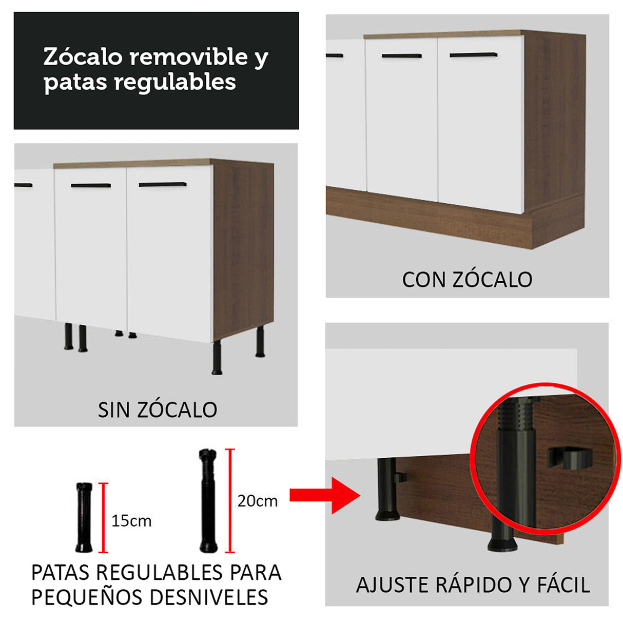 Mueble Inferior de Cocina Agata Marron y Blanco 120x84cm con Mesón de Madera - MUEBLES INFERIORES DE COCINA | Bylmo