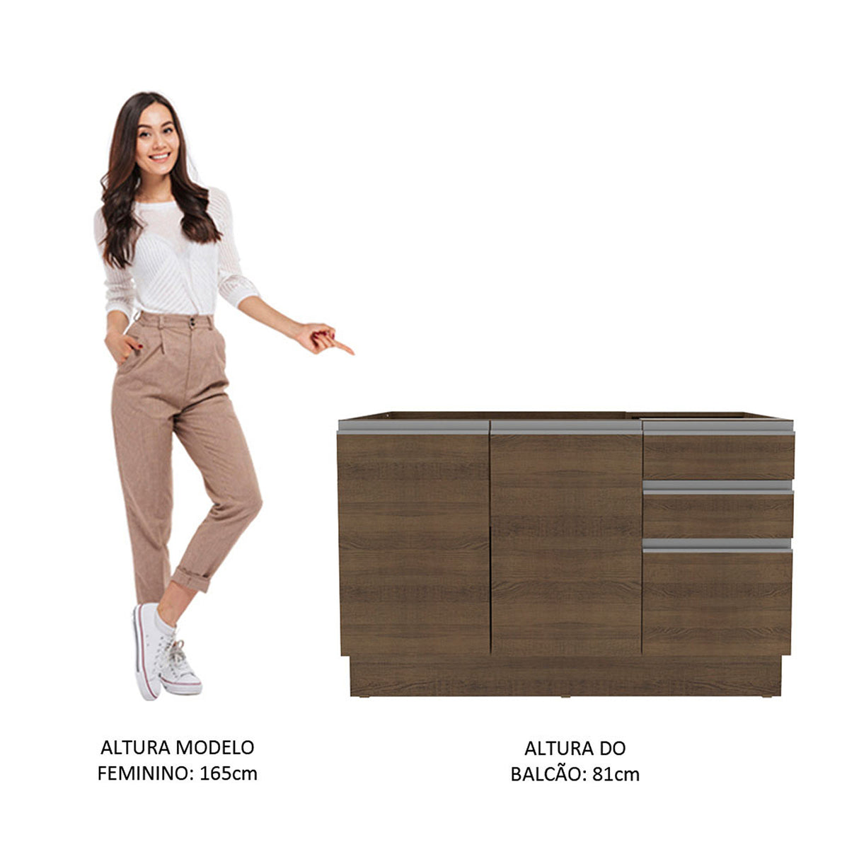 Mueble Inferior de Cocina Glamy Marron 120x81cm sin Mesón - MUEBLES INFERIORES DE COCINA | Bylmo