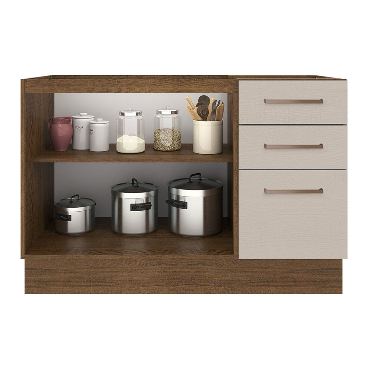 Mueble Inferior de Cocina Agata Marron y Crema 120x81cm sin Mesón - MUEBLES INFERIORES DE COCINA | Bylmo