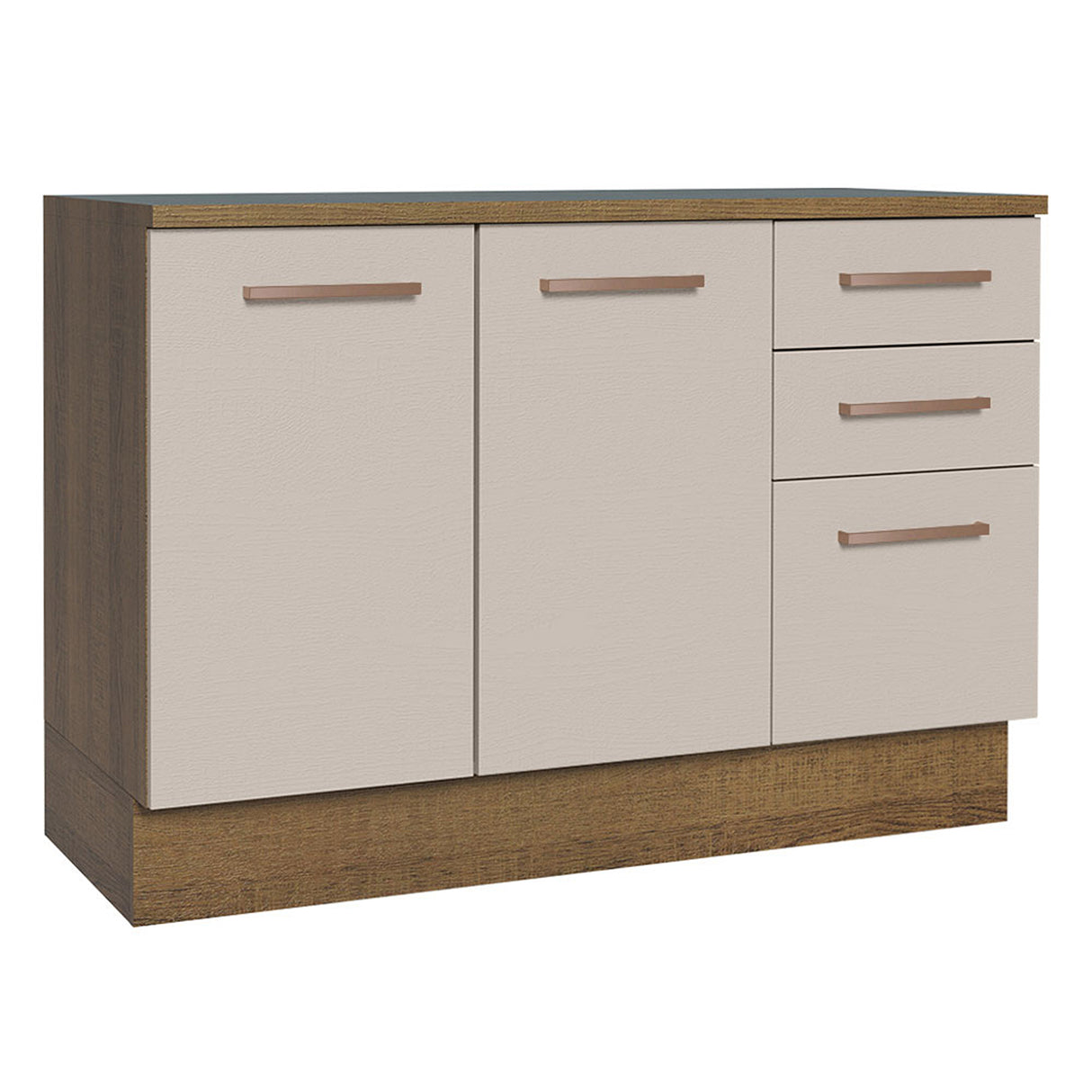 Mueble Inferior de Cocina Agata Marron y Crema 120x84cm con Mesón de Madera - MUEBLES INFERIORES DE COCINA | Bylmo