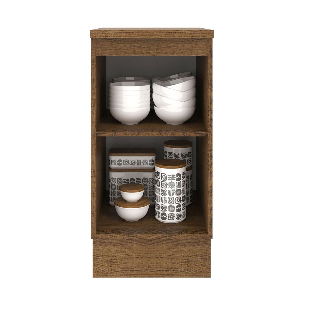 Mueble Inferior de Cocina Agata Marron y Crema 40x84cm con Mesón de Madera y Una Puerta - MUEBLES INFERIORES DE COCINA | Bylmo