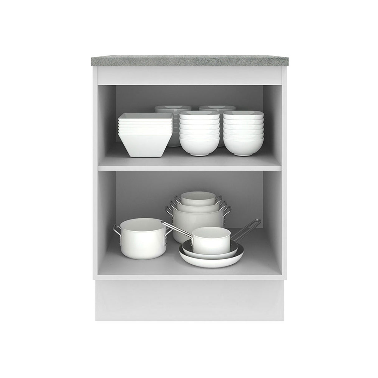 Mueble Inferior de Cocina Agata Blanco y Crema 60x84cm con Mesón de Madera y Una Puerta - MUEBLES INFERIORES DE COCINA | Bylmo