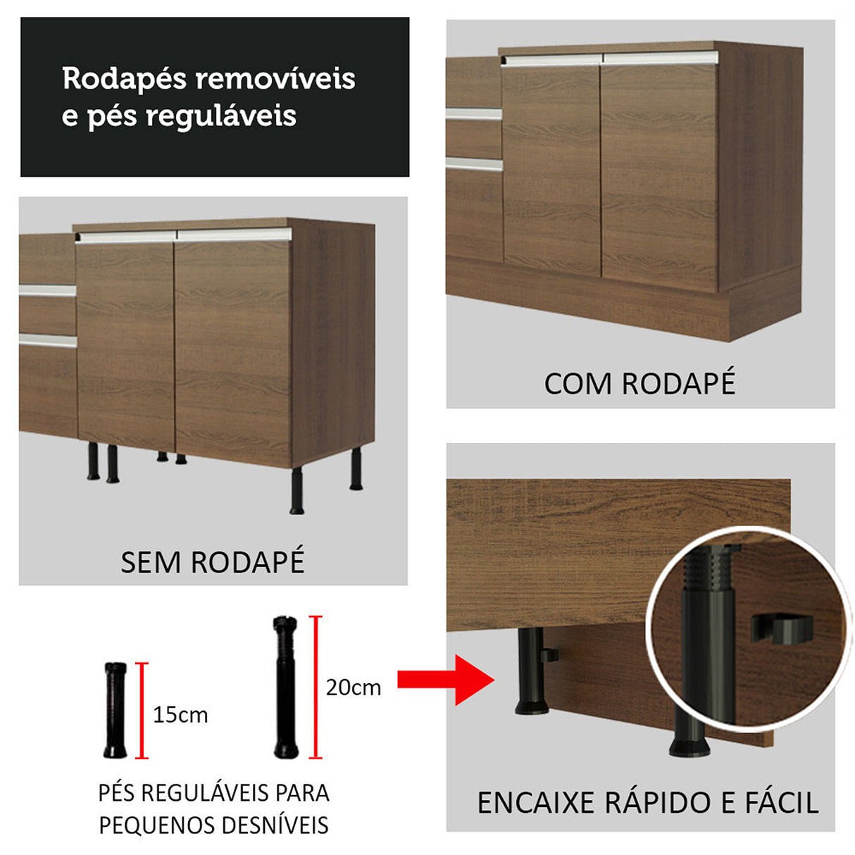 Mueble Inferior de Cocina Glamy Marron 60x84cm con Mesón de Madera - MUEBLES INFERIORES DE COCINA | Bylmo
