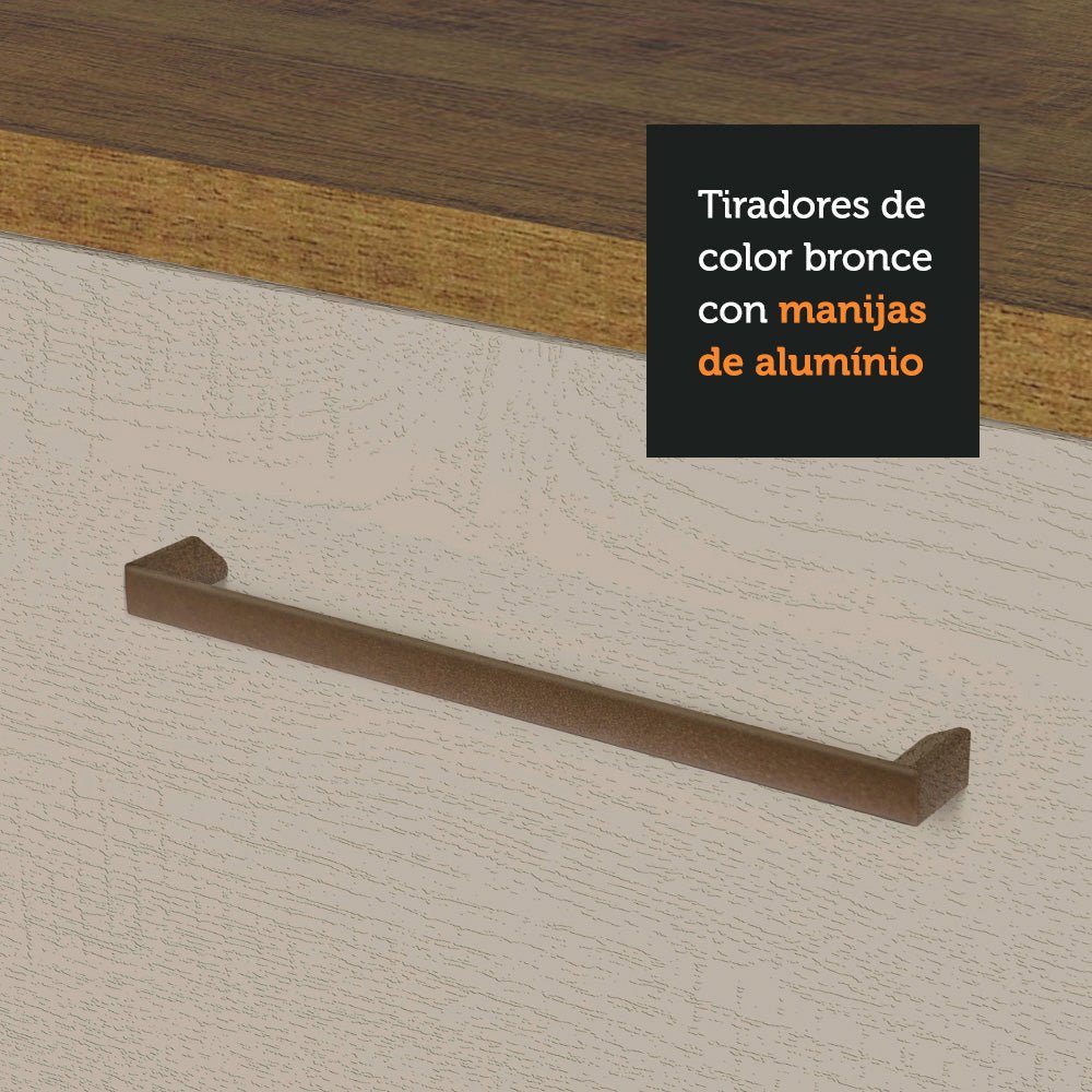Mueble Inferior de Cocina Agata Marron y Crema 60x84cm con Mesón de Madera y Tres Cajones - MUEBLES INFERIORES DE COCINA | Bylmo
