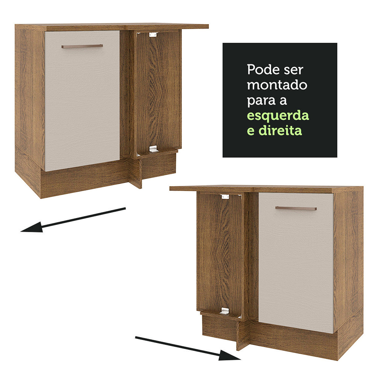 Mueble Inferior de Cocina Agata Marron y Crema 94x84cm con Mesón de Madera - MUEBLES INFERIORES DE COCINA | Bylmo