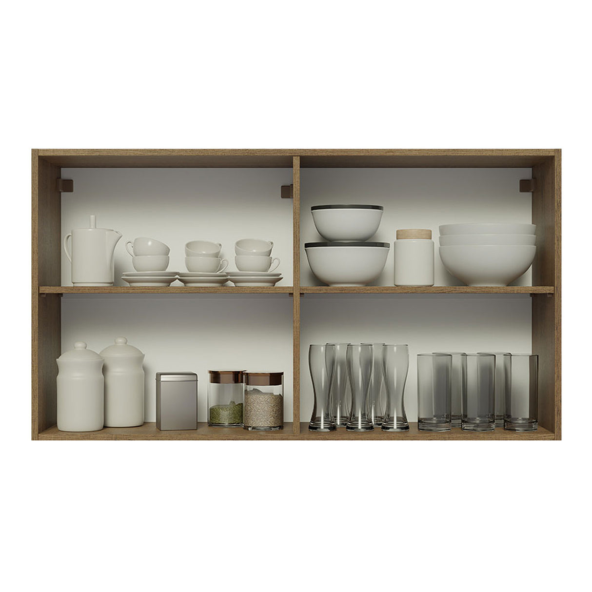 Mueble Superior de Cocina Glamy Marron y Blanco 120x66cm con Dos Entrepaños - MUEBLES SUPERIORES DE COCINA | Bylmo