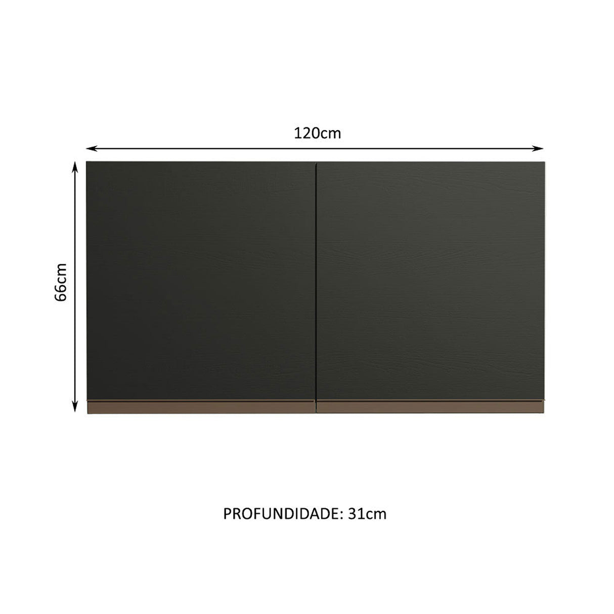 Mueble Superior de Cocina Reims Negro 120x66cm con Dos Entrepaños - MUEBLES SUPERIORES DE COCINA | Bylmo