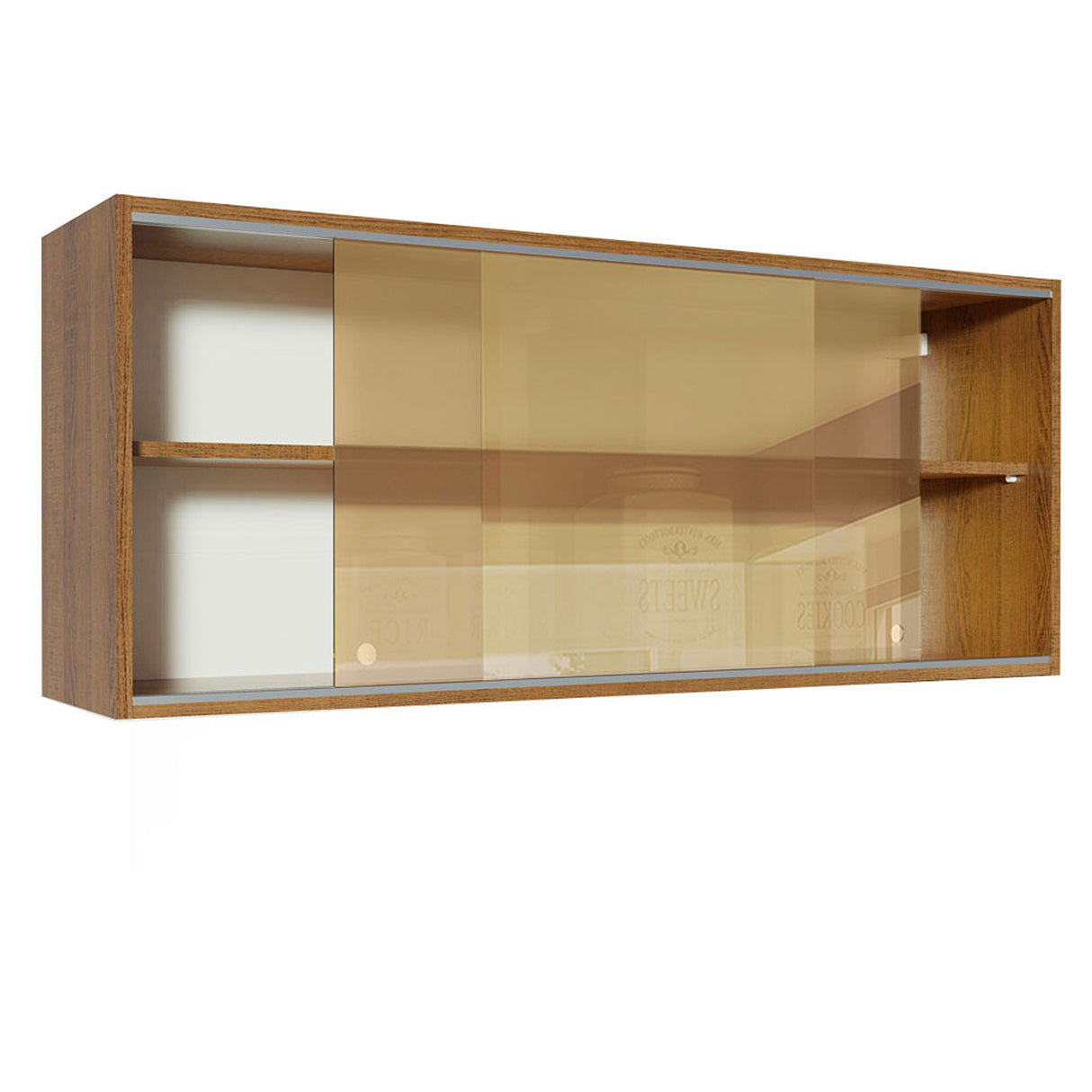 Mueble Superior de Cocina Glamy Lux Marron 120x50cm con un Entrepaño y Puertas Traslúcidas - MUEBLES SUPERIORES DE COCINA | Bylmo