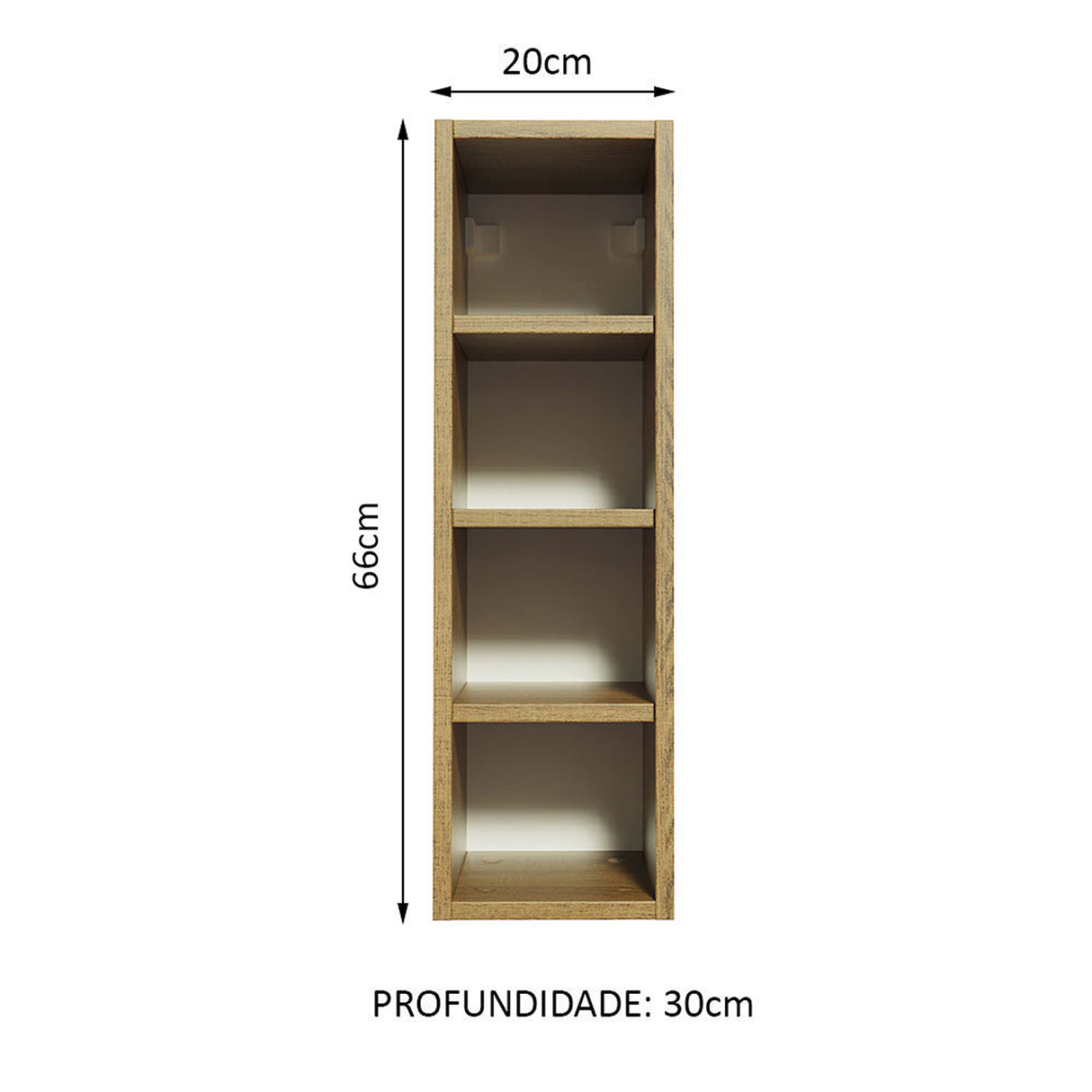 Mueble Superior de Cocina Marron 20x66cm con Tres Entrepaños - MUEBLES SUPERIORES DE COCINA | Bylmo