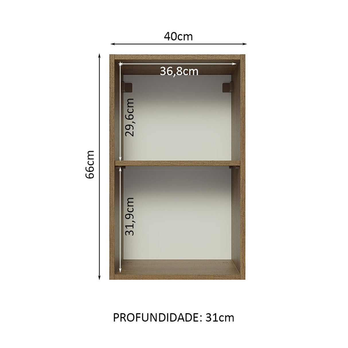 Mueble Superior de Cocina Agata Marron 40x66cm con Un Entrepaño - MUEBLES SUPERIORES DE COCINA | Bylmo