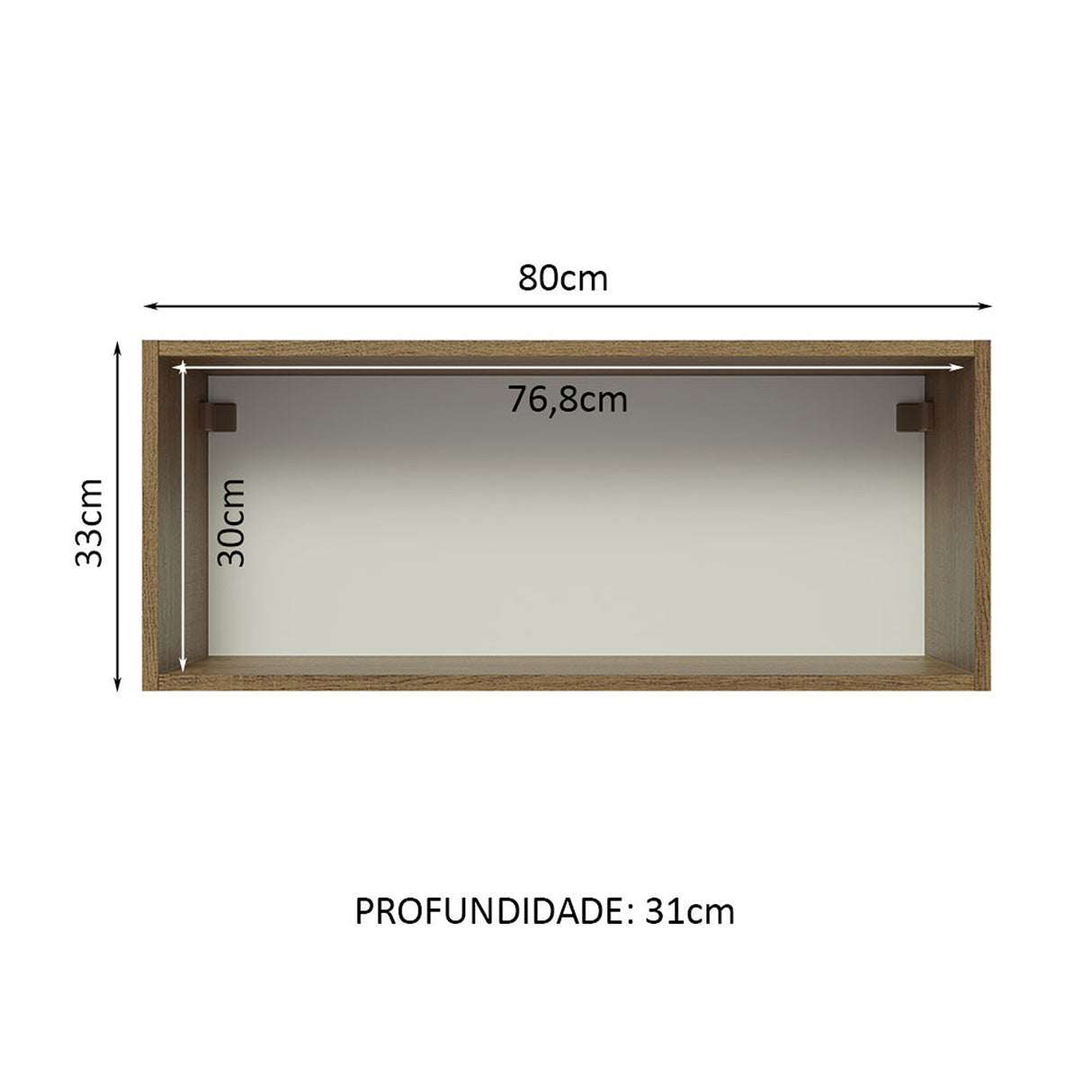 Mueble Superior de Cocina Glamy Marron 80x33cm Sin Entrepaños - MUEBLES SUPERIORES DE COCINA | Bylmo