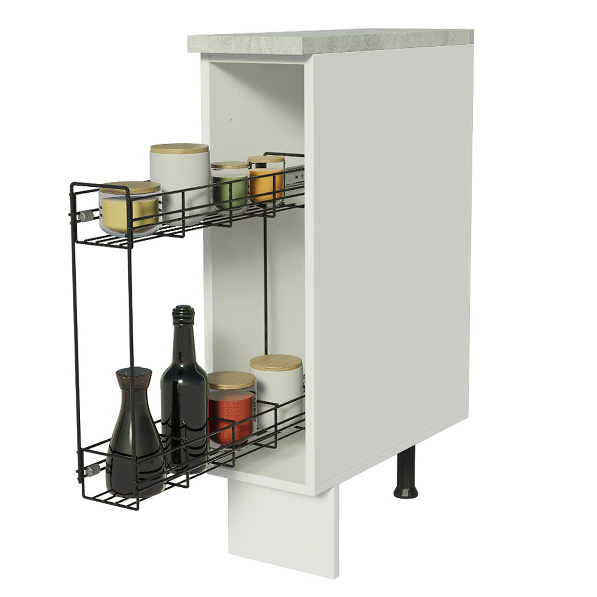 Mueble Auxiliar de Cocina Glamy Blanco y Gris 20x84cm Para Condimentos - BARRAS Y MUEBLES AUXILIARES | Bylmo