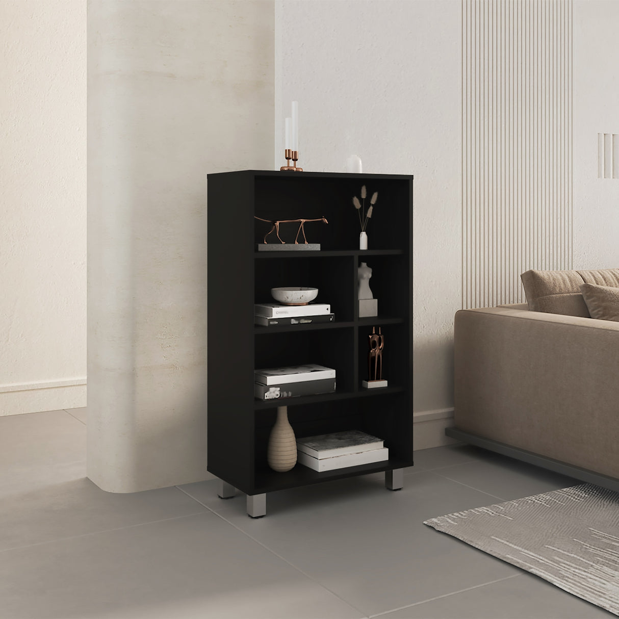 Biblioteca Bellagio Wengue 60x101cm Rectangular Con Seis Compartimientos - BIBLIOTECAS Y ESTANTERIAS | Bylmo