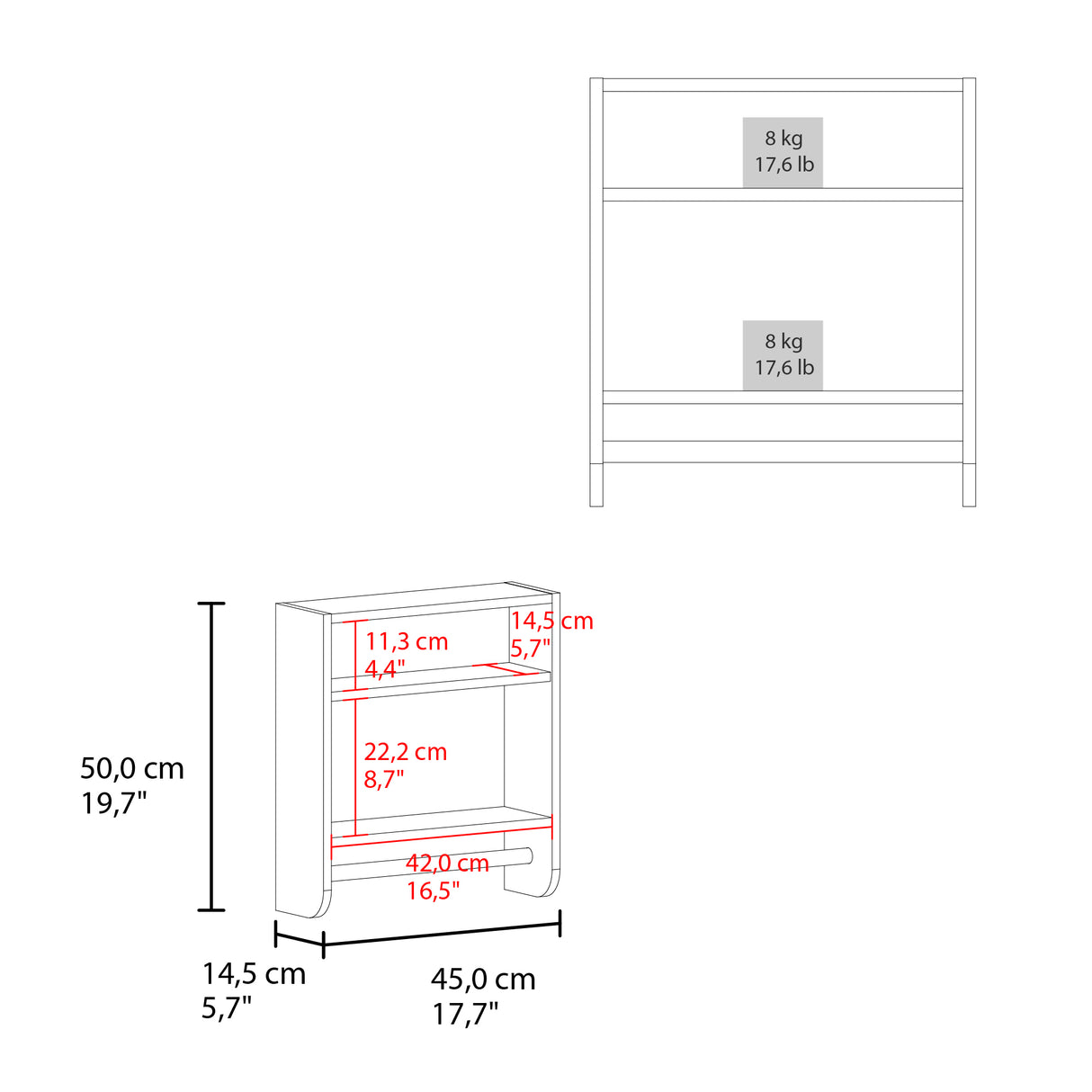 Gabinete de Baño 300 Bath Wengue 45x50cm Rectangular y con Un Entrepaño - GABINETES DE BANHO | Bylmo