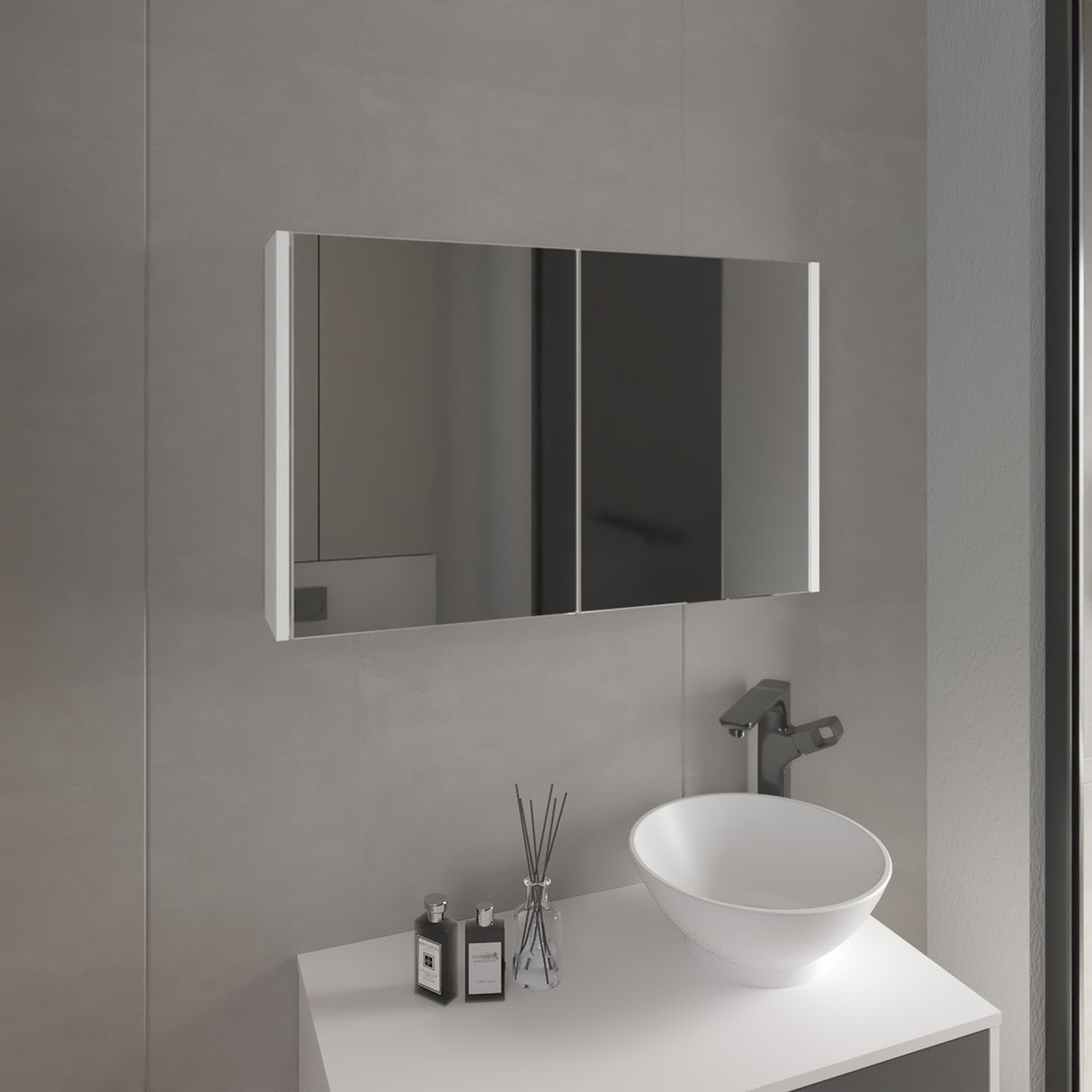 Gabinete de Baño Botiquin 80 Blanco 80x50cm Rectangular con Espejo y Un Entrepaño - GABINETES DE BANHO | Bylmo