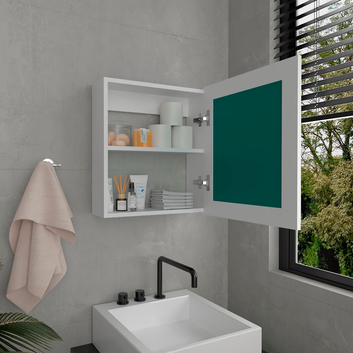 Gabinete de Baño Luma Blanco 47.2x52.2cm Rectangular con Espejo y Un Entrepaño - GABINETES DE BANHO | Bylmo