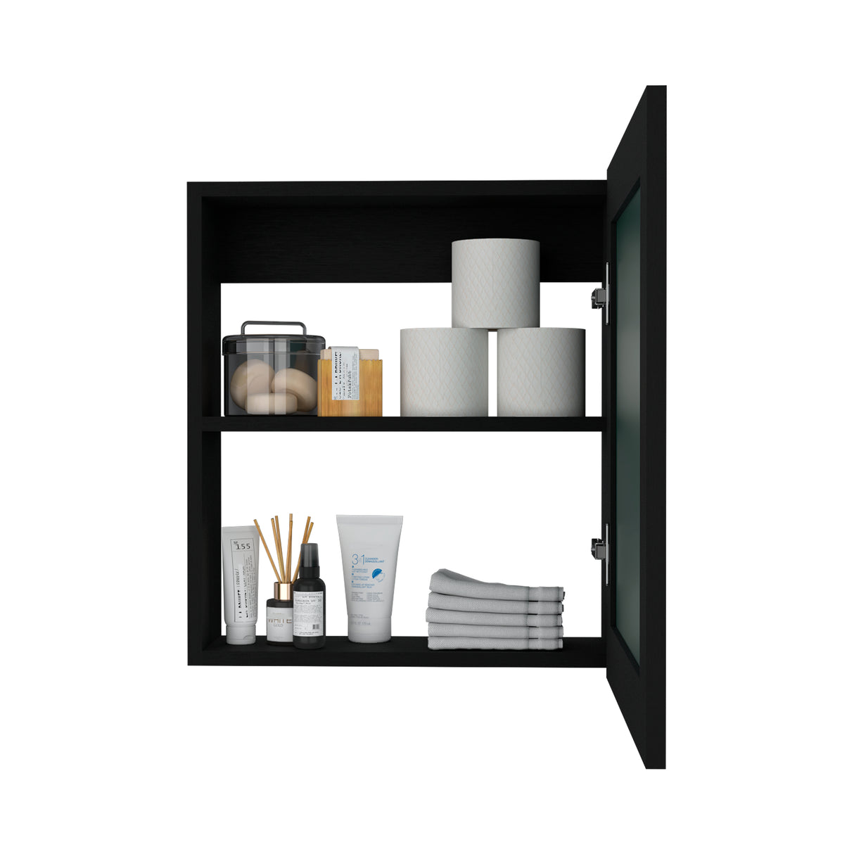 Gabinete de Baño Luma Wengue 47.2x52.2cm Rectangular con Espejo y Un Entrepaño - GABINETES DE BANHO | Bylmo