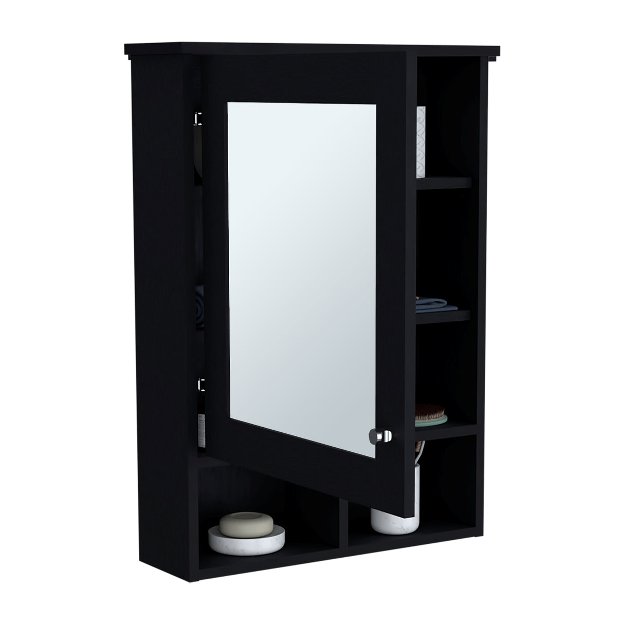 Gabinete de Baño Viña Wengue 53x73.6cm Rectangular con Espejo y Tres Entrepaños - GABINETES DE BANHO | Bylmo