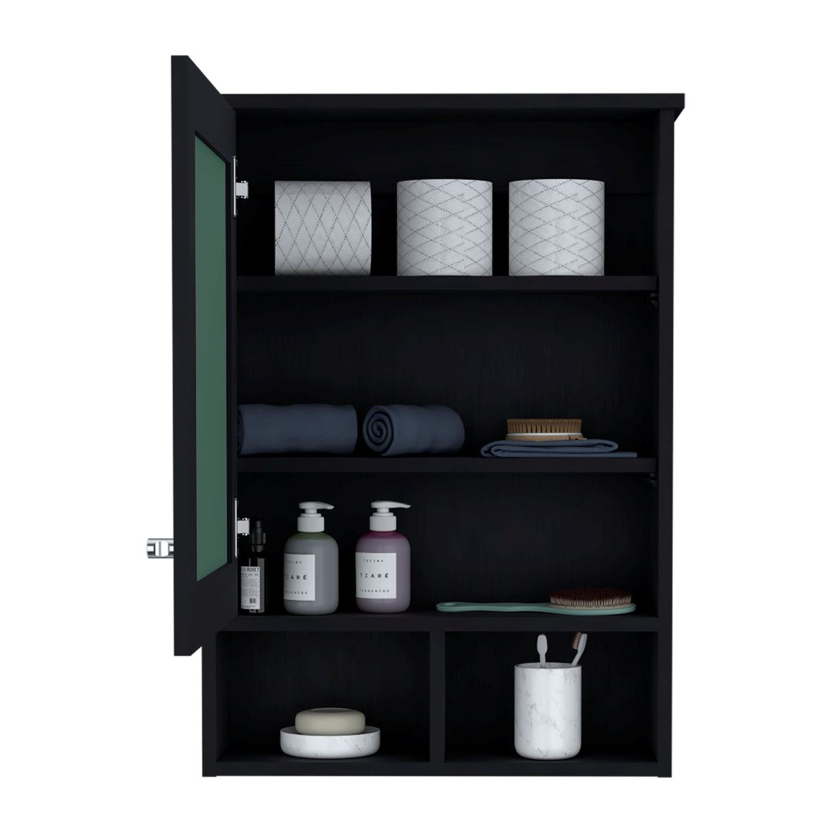 Gabinete de Baño Viña Wengue 53x73.6cm Rectangular con Espejo y Tres Entrepaños - GABINETES DE BANHO | Bylmo