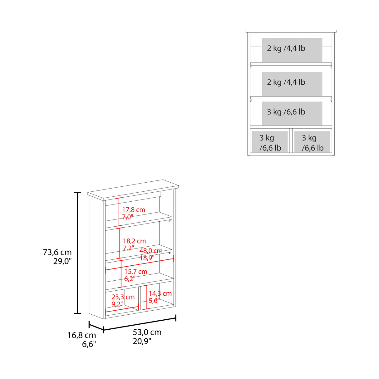 Gabinete de Baño Viña Wengue 53x73.6cm Rectangular con Espejo y Tres Entrepaños - GABINETES DE BANHO | Bylmo