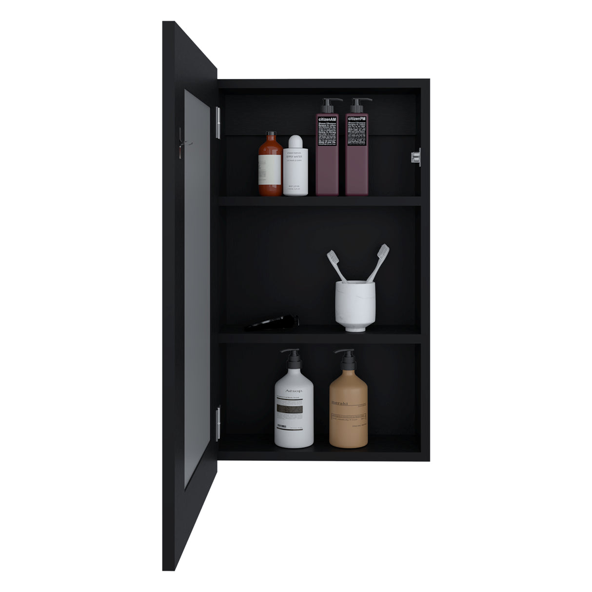 Gabinete de Baño Juno Wengue 39x65.3cm Rectangular con Espejo y Dos Entrepaños - GABINETES DE BANHO | Bylmo