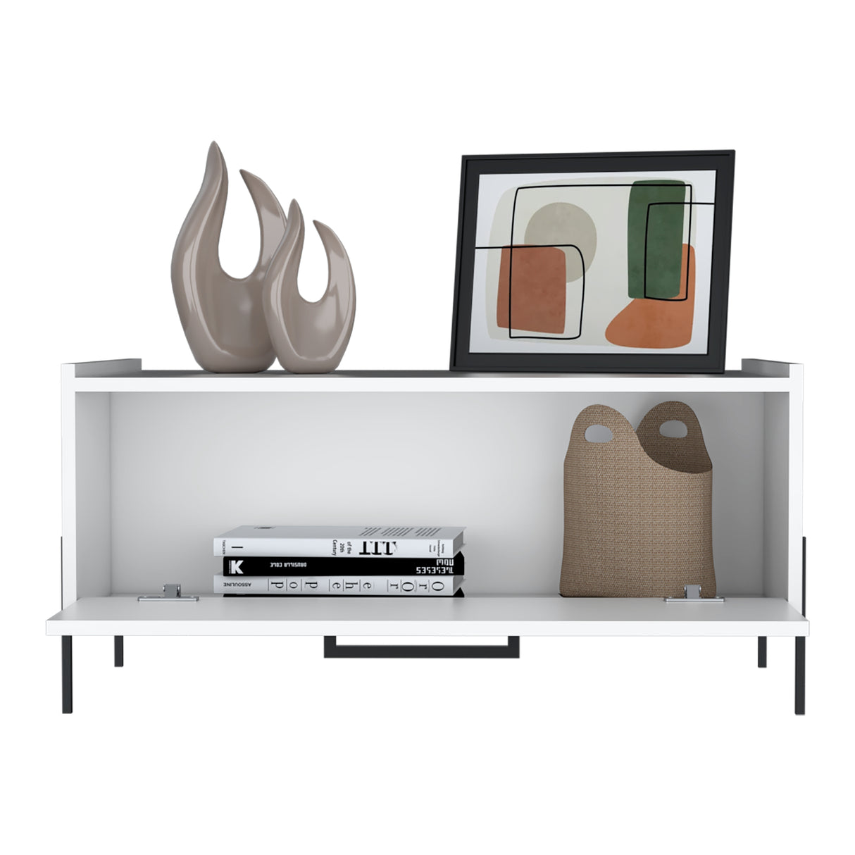 Mesa de Centro Shanghai Blanco 84.2x39.5cm Rectangular con Patas y con Compartimiento - MESAS DE CENTRO | Bylmo
