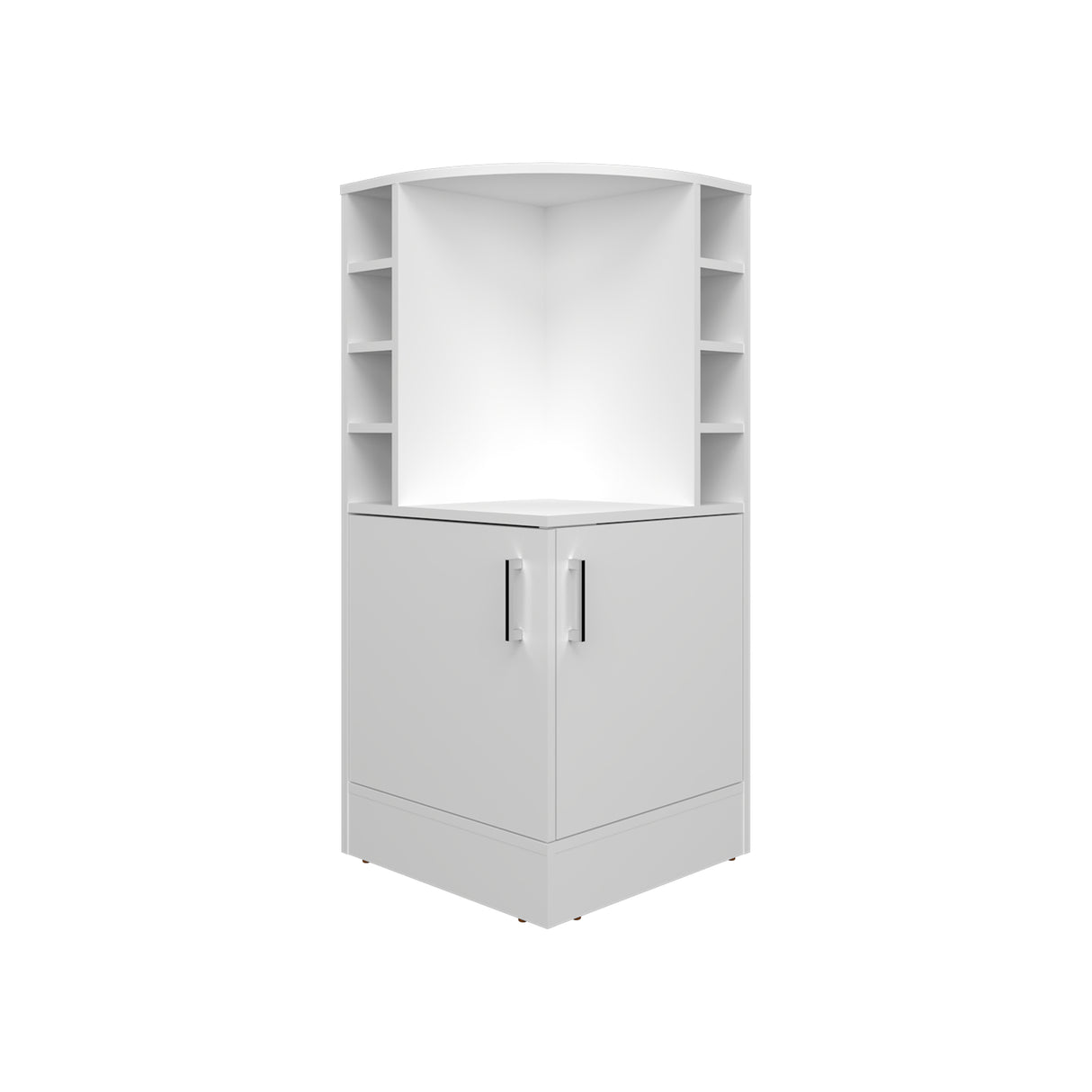 Bar Esquinero Jakes Blanco 46.9x108cm con Ocho Portabotellas y Cuatro Compartimientos - BARES | Bylmo