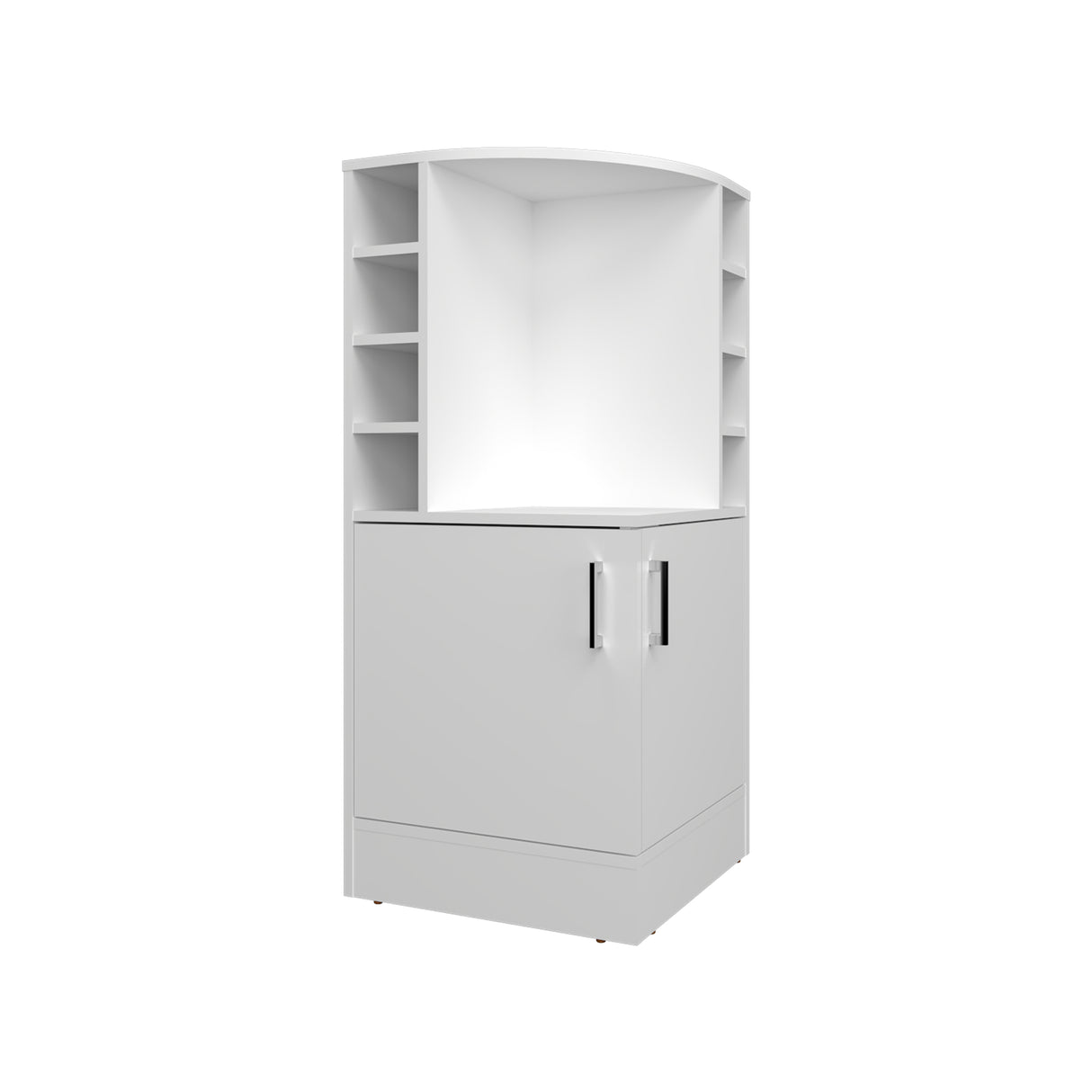 Bar Esquinero Jakes Blanco 46.9x108cm con Ocho Portabotellas y Cuatro Compartimientos - BARES | Bylmo