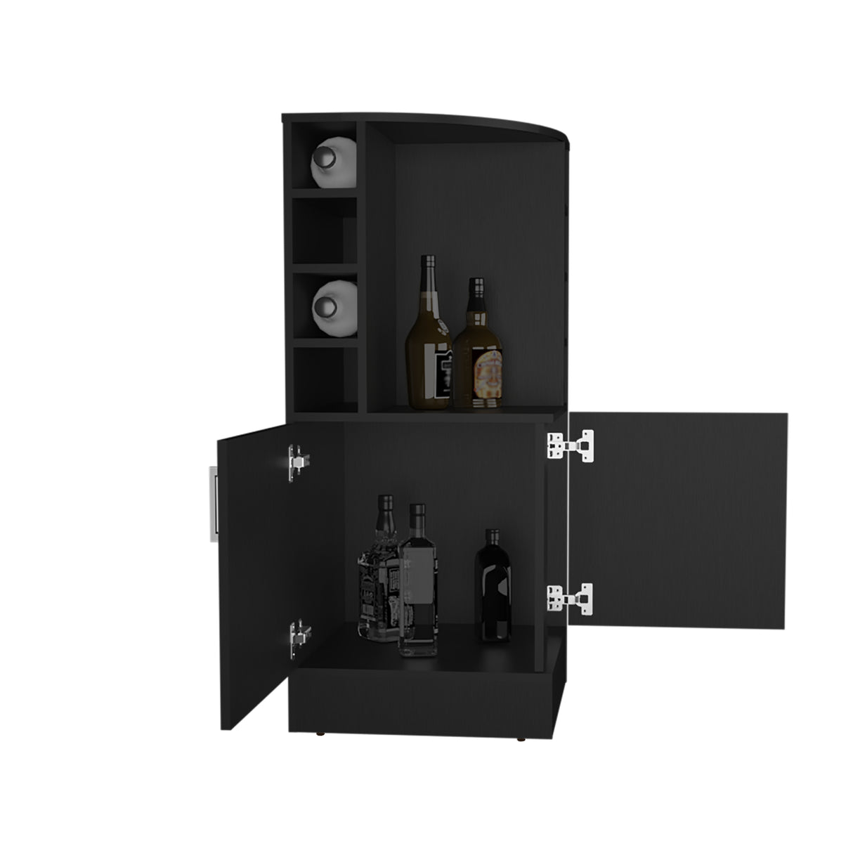 Bar Esquinero Jakes Wengue 46.9x108cm con Ocho Portabotellas y Cuatro Compartimientos - BARES | Bylmo