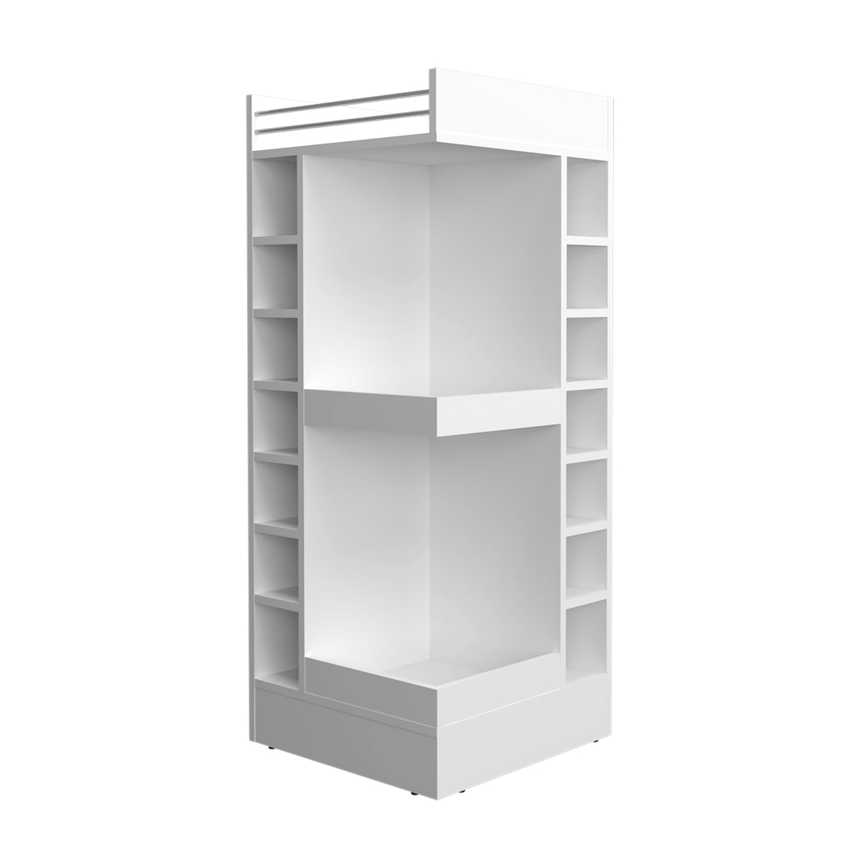 Bar Esquinero Lyman Blanco 46.6x116cm con Catorce Portabotellas y Tres Compartimientos - BARES | Bylmo
